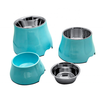 New Arrival Dog Bowl Cat Bowl Eating Dnd Drinking Dual-use Melamine Stainless Steel Neck Protection Pet High-angle Bowl