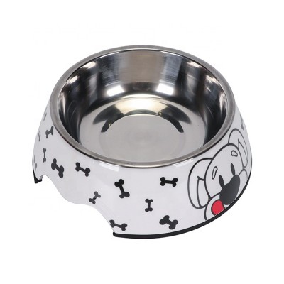 LOW MOQ Wholesales Cheap Bulk Plastic Anti Slip Melamine Pet Bowl With Stainless Steel Bowl