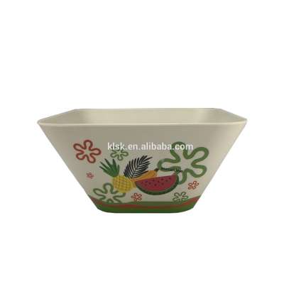 Eco-Friendly Unbreakable Square Bamboo Fiber Fruit Salad Bowl with Custom Design