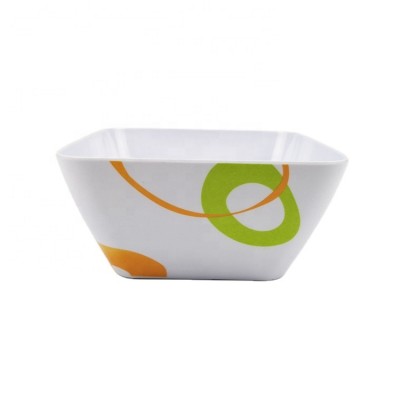 6 inch Hot Selling Mixing Salad Used Custom Print Plastic Square Melamine Bowl